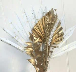 White Gold Paint Splatter Sun Spear &Gold Palm Spear CAKE TOPPER - Picture 1 of 5
