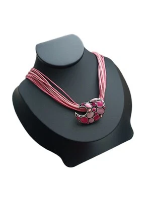 Halskette Modekette Bänderkette extravagante  Form pink klein Modeschmuck  - Bild 1 von 2