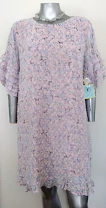 NWT WOMAN CECE TEXTURED SHIFT ABOVE DREES SIZE 18W Fluttery Sleeves Pink Floral - Picture 1 of 24
