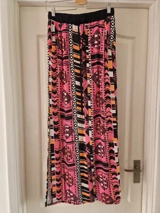 Next Size 6 Maxi Skirt Side Slits Pink Retro 💗 80s Elasticated Festival - Picture 1 of 7