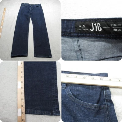 Pantalones de mezclilla Armani Exchange para hombre 30x27 lavado oscuro cremallera mosca 5 bolsillos J16 rectos Foto 1 de 4