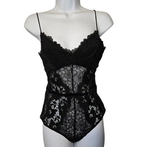 Guess Black Lace Strapless Bodysuit Moody Goth Academia Size Medium - Picture 1 of 4