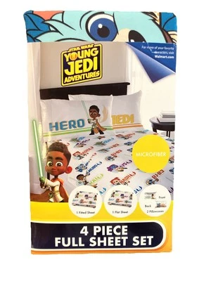 Juego de sábanas completo de 4 piezas de Star Wars Young Jedi Adventures microfibra NUEVO en paquete Foto 1 de 4
