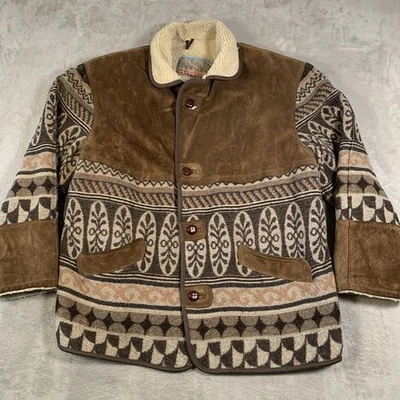 Chaqueta de Cuero Gamuza XL Western Navajo Borg Sherpa Azteca Lana Pesada Piel de Oveja Foto 1 de 4