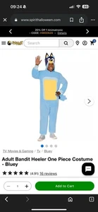 Spirit Halloween (Bluey) Bandit hooded plush jumpsuit adult LG/XL - Picture 1 of 1