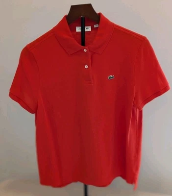 Lacoste красный рубашка-поло женщин 42 эластичной Pique сетки коротким рукавом *см. примечания - Изображение 1 из 4