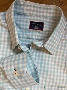 UNTUCKit Medium Slim Fit Performance Hemd blau weiß kariert Knopfleiste Freizeit - Bild 1 von 7