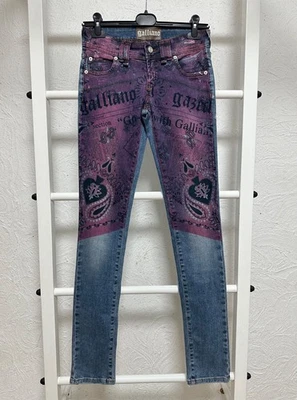Pantalones de mezclilla para mujer Galliano talla 26 calce ajustado Y2K años 2000 estampado Avant Garde Gazette Foto 1 de 4