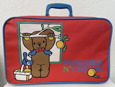 VTG 1985-86 SANRIO CHUM TEDDY BEAR Red & Blue Suitcase w/Zipper 10.5"x17"x4.5" - Image 1 of 4