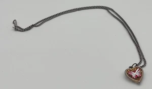 Vintage Silber goldfarben 15" Schmetterling Anhänger Halskette rot - Bild 1 von 4