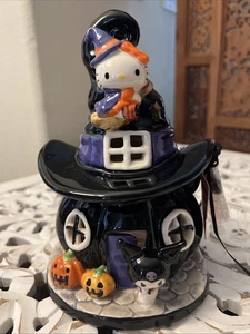 Blue Sky Clayworks HELLO KITTY Cerámica Halloween Calabaza Casa Tealight 7.5 pulgadas - Imagen 1 de 6