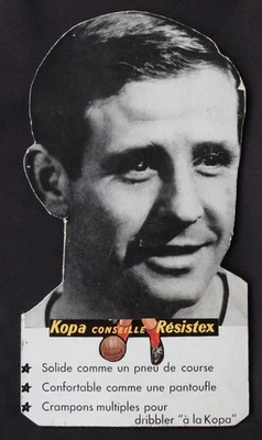 RESISTEX Ancien carton PLV publicitaire RAYMOND KOPA football ballon 24x44cm - Photo 1/2