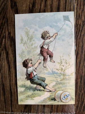 1880s Children with Kite Clark's Mile-End Spool Cotton - Darius G. Alden & Co. - Image 1 of 2