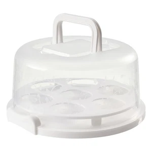 Cheesecake Container 7 Slot PP Round Cake Carrier Keeper With Transparent Lid☚ - Picture 1 of 12