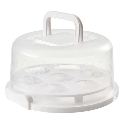 Cheesecake Container 7 Slot PP Round Cake Carrier Keeper With Transparent Lid☚ - Image 1 of 4