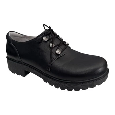 Alegria 女式 40/US 9.5-10 Resa 素食皮革厚底 Lug 乐福鞋黑色 — 第 1/4 张图片