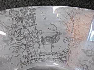 ANTIKER GASLAMPENSCHIRM AUS GEÄTZTEM GLAS MIT HIRSCH HIRSCH 4 ZOLL FITTER - Bild 1 von 10