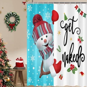Accnicc Christmas Shower Curtain Set Funny Snowman 72"W x 72"L (Pack of 1) Blue - Picture 1 of 4