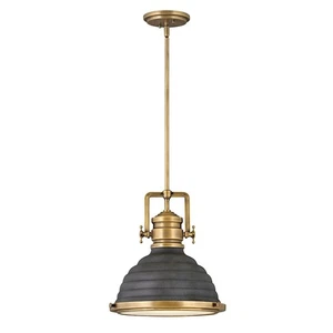 Hinkley Lighting Keating 1 Light Pendant, Heritage Brass/Aged Zinc - 4697HB-DZ - Picture 1 of 1