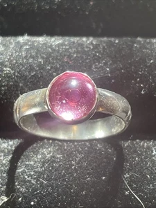 .925 Sterling Silver Ring W/Lab Grown Pink Shapphire Size 7 Hand Crafted In USA - Picture 1 of 5
