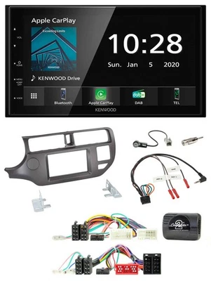 Kenwood Bluetooth Lenkrad DAB USB 2DIN Autoradio für Kia Rio 11-15 UB anthrazit - Bild 1 von 4