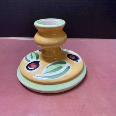 Fioriware陶器黄色手绘花园烛台Zanesville俄亥俄州 — 第 1/4 张图片