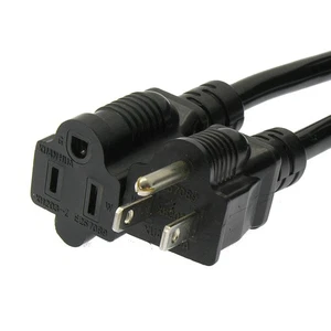 15 Fuß Standard Netz Verlängerungskabel (NEMA 5-15P auf 5-15R Stecker 16 AWG schwarz - Bild 1 von 2