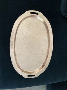Stunning Antique Hand Hammered Solid Copper Oval Serving Tray With Handles 1929 - Picture 1 of 7