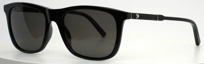 Óculos de sol polarizado retangular masculino preto Montblanc MB606S 01D 54-18-145 B:43 - Imagem 1 de 4