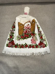 Vintage 1980’s Strawberry Shortcake Handtuch Geschirrtuch Häkeltop - Bild 1 von 5