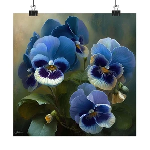 Blue Violas Flower Art Print, Blue Flower Painting, Flower Décor 07 - Bild 1 von 49