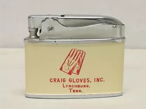 Accendino pubblicitario piatto Craig Guanti Inc. TN RARO Made in Japan - Foto 1 di 3