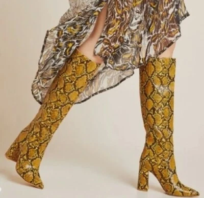 Женские сапоги до колена Jeffrey Campbell Siren Snake с тиснением, размер 6 новые без коробки - Изображение 1 из 4