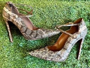 Tabitha Simmons Snake Embossed Mary Jane Strap High Heel Pump- Size 8 - Picture 1 of 6