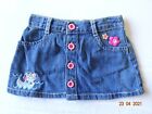 Kids Baby Girls Blue Mini Denim Skirt Embroidered Flowers & Cat 12-18 24-36 mths