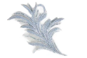 Leaf Shape Beads and Sequence Work Patch Color Bluish Grey For Cloths A347 - Picture 1 of 4