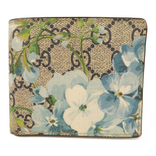 GUCCI GG Portafoglio Rivestito in PVC Tela Marrone Blu Nero