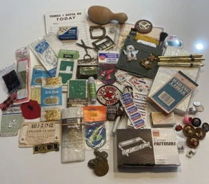 Grandma’s Vintage Junk Drawer Stamps, Buttons, Sewing, Random Odds & Ends Lot - Picture 1 of 7