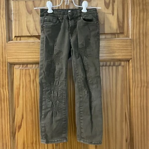 Seven 7 For All Mankind Slimmy Boys Textured Green Slim Leg Jeans 5 - Picture 1 of 10