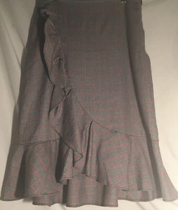 Gracia Skirt Ruffle Detail Prince of Wales tweed Sz M EPOC Bloomingdale’s Store - Picture 1 of 7