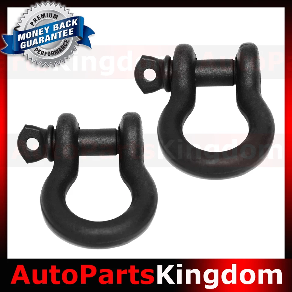 1 Pair 3/4" BLACK 4.75 Ton D-Ring Bow Shackle Heavy Duty Off road ATV RV Bumper - Image 1 of 1