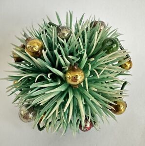 Vintage Christmas Bauble Atomic Plastic Bauble Mercury Glass Beads Green Spikes