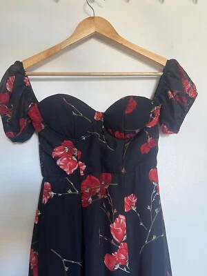 Stunning Ladies Off The Shoulder Maxi Floral Summer Dress Angel Biba Sz 8 - image 1 of 4