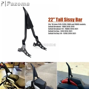 22'' Sissy Bar Passenger Backrest w/ Pad For Harley Softail Fat Boy FLFB 2018-UP - Picture 1 of 11