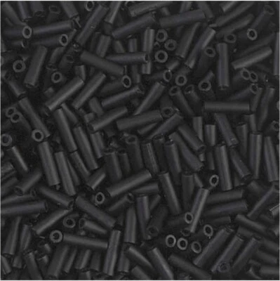 Cuentas de corneta Miyuki tamaño #2, 6 mm x 1,7 mm tubo de 17 gramos negro mate Foto 1 de 3