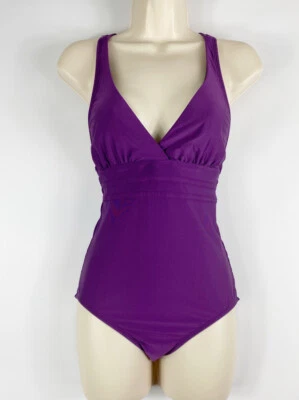 Traje de baño Athena de una pieza púrpura con doble correa cruzada para mujer talla 6 Foto 1 de 4