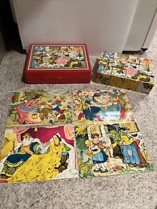 Vintage Made In Germany Hermann Eichhorn Fairy Tale Picture Cube Blocks Puzzle