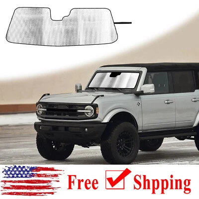 1x Windshield Sunshade Sun Heat Protector UV Sun Visor For Ford Bronco 2021+ US Foto 1 de 4