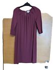 Monsoon Purple Plum Berry Long Sleeve Knee Length Shift Dress Size 12