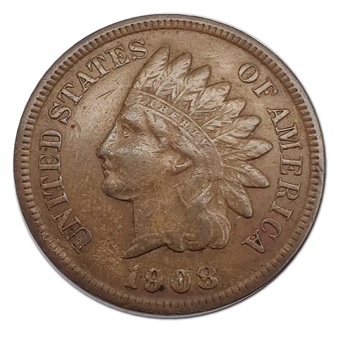 1908-S Indian Head Cent Penny VF Very Fine Copper Cover